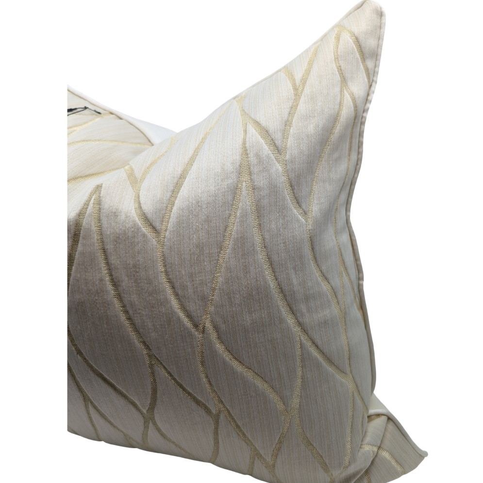 Wavy Streaks Designer in Cream and Light Gold Metallic