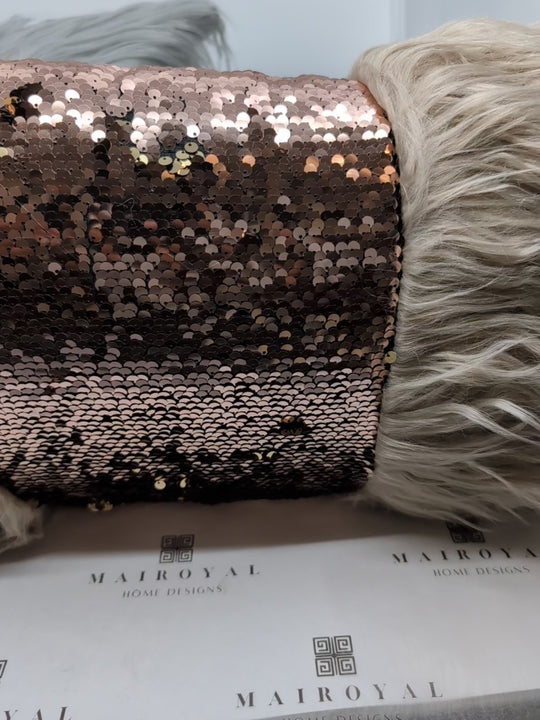 Sequin Lumbar Luxe Covers with Faux fur ends (Other color choices available)