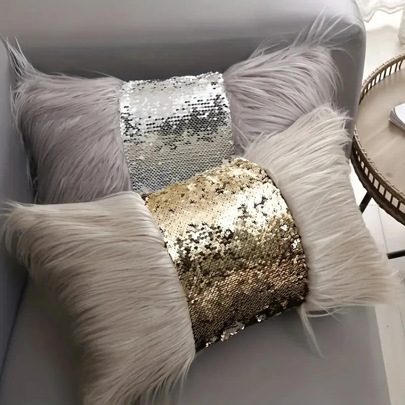 Sequin Lumbar Luxe Covers with Faux fur ends (Other color choices available)