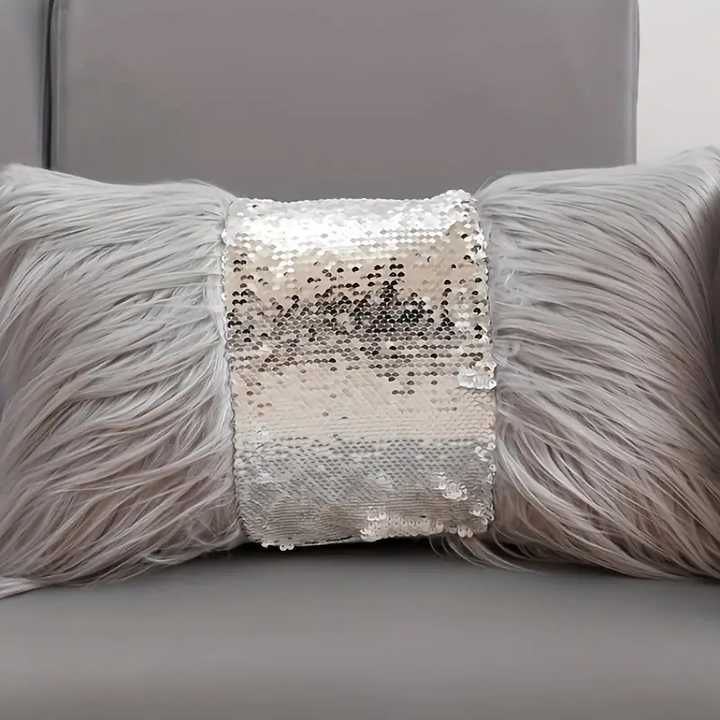 Sequin Lumbar Luxe Covers with Faux fur ends (Other color choices available)